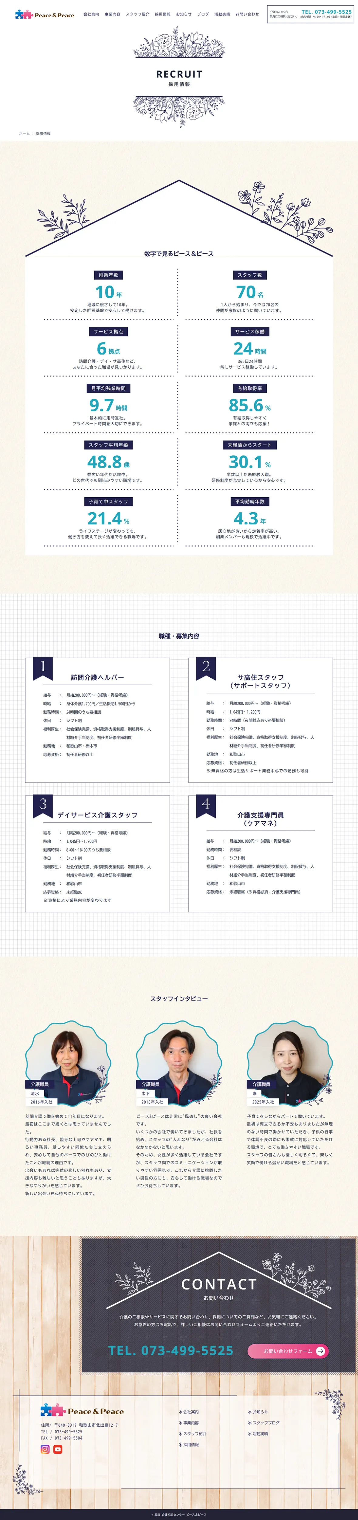 介護施設サイト・採用情報ページ